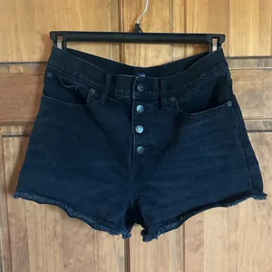 J. Crew Black High-Waist Button-Fly Denim Jean Shorts Size 28 thumbnail 1
