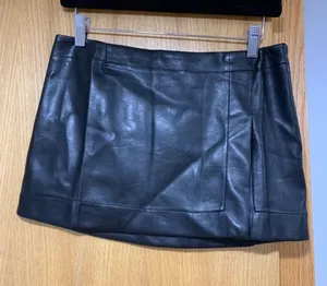 Olivaceous Black Faux Leather Mini Skirt - Size Small thumbnail 1