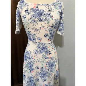 LuLaRoe Ana‎ Maxi Dress XS Blue Floral Short Sleeve Scoop Neck Cottagecore Boho thumbnail 11