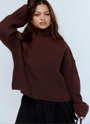 PRINCESS POLLY Ivy Sweater Brown thumbnail 1