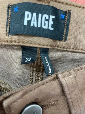 PAIGE High Rise Lou Lou Jolene Jeans With Slit In Coated Cognac thumbnail 5
