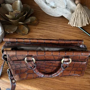 Brahmin Rich Brown Crocodile-Embossed Crossbody Bag thumbnail 7