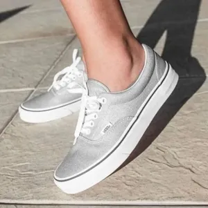 Vans Era Glitter Low Top Lace-up Sneakers - Silver/White - Men's 7 / Women's 8.5 thumbnail 1