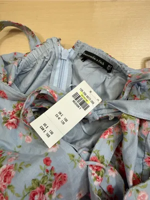 Abercrombie and Fitch Tiered Maxi Dress Lace Up Blue Floral Medium TALL thumbnail 7