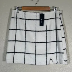 Lulus White Plaid Fleece Mini Skirt Womens M Fall Preppy Academia School Girl thumbnail 11