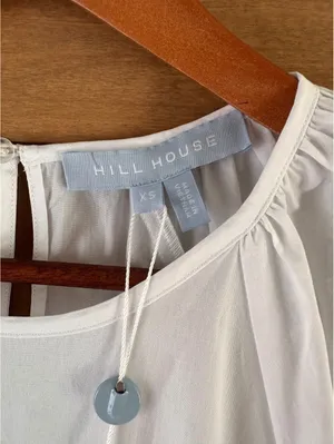 NWT Hill House Home The Francesca Peplum Top in White Cotton Women’s XS thumbnail 8