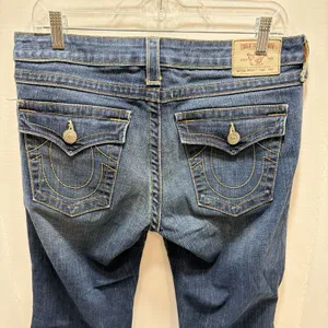 True Religion Becky Vintage Y2K Flare Jeans Size 32 Distressed Low Rise thumbnail 7
