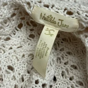 Matilda Jane Cream Crochet Open Knit Long Duster Cardigan Sweater S thumbnail 5