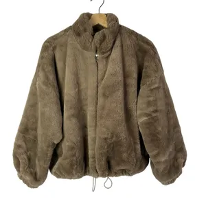 Boutique Lilyful Light Brown Faux Fur Cropped Puffer Jacket‎ M thumbnail 1