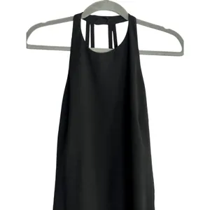 Zara Lightweight Sleeveless Shift Mini Dress Halter Snap Neck Strap Back M Black thumbnail 2