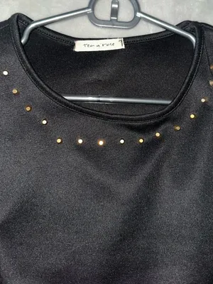 Tea n Rose Sleeveless Black Gold Stud-Accent Fit-and-Flare Mini Dress thumbnail 4
