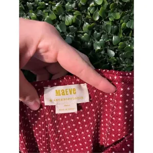Anthropologie Maeve Rita Ruffled One Shoulder Blouse Red Color White Polka Dot S thumbnail 4