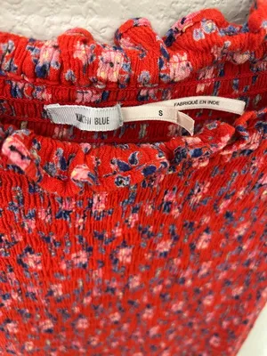 Kimchi Blue Floral Smocked Off Shoulder Midi Dress Red Ditsy Print Size Small thumbnail 2