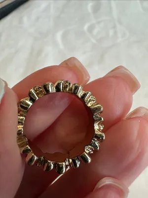 Gold Floral Enamel Band Ring - Cream Flowers- size 5 thumbnail 7