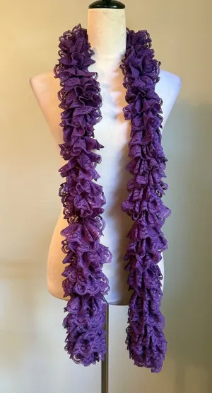 Purple Lace Ruffle Boa Scarf Victorian Floral whimsigoth y2k boho fairy festival thumbnail 1