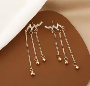 Women's Long Metal Chain Tassel Dangle Drop Earrings Gold thumbnail 3