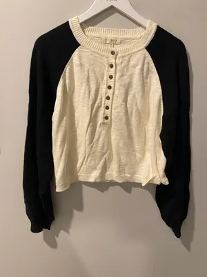 Prómesa Bases Loaded Colorblock Slub-Knit Henley Sweater Size Medium thumbnail 2