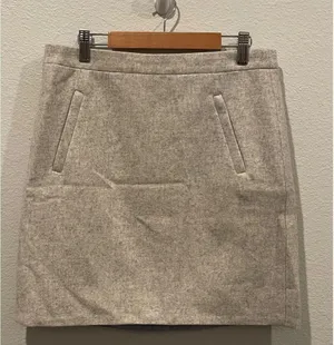 J.Crew Light Gray Marled Wool Blend Front Zip Pockets Mini Skirt thumbnail 1