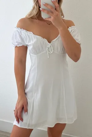 PacSun White Off-Shoulder Mini Dress thumbnail 1