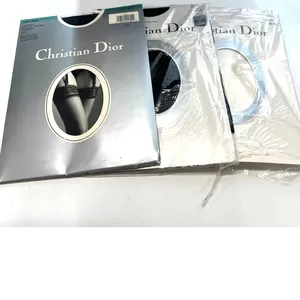 Set of 3 New Vintage Christian Dior hosiery sheer lace thigh-high Black tall 10 thumbnail 2