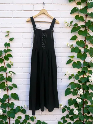 Scarlet Darkness Black Gothic Corset Midi Dress Boho Witchy Alt Festival Size M thumbnail 2