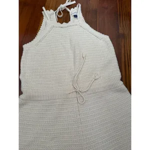 Universal Thread‎ Cream Sweater Knit Halter Romper Drawstring Waist Cream Medium thumbnail 3