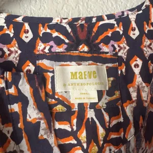 Anthropologie Maeve Somerset Maxi Dress Printed Short Sleeve Brown XS thumbnail 3