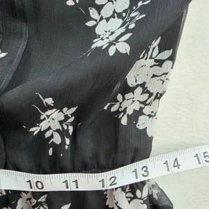 Lauren Ralph Lauren Black White Floral Georgette Tiered Midi Dress Size 2 thumbnail 9