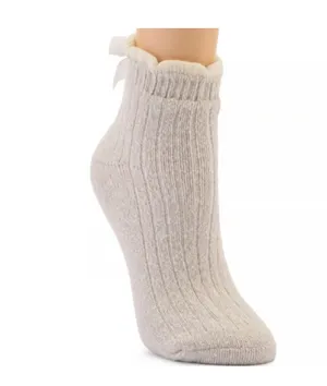 Women's 1 Pack Fireside Bow Quarter Cozy Socks thumbnail 2