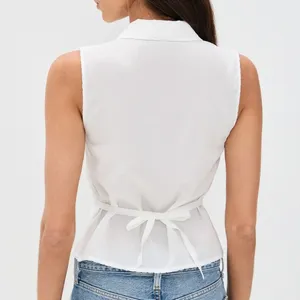Reformation | Kady Collared Button Front Tank Top in White | Size 4 thumbnail 2