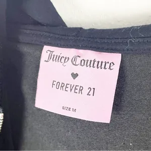 JUICY COUTURE x FOREVER 21 Black Velvet Velour 2 Piece Track Suit, Size Medium thumbnail 5