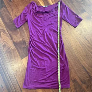 Purple Cowl Neck draped ruched dress thumbnail 6