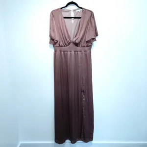 Baltic Born Rosy Pink Brown Prague Satin Maxi Dress Size XXXL NWT thumbnail 2