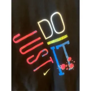 NIKE JUST DO IT Sweatshirt VINTAGE Women’s XS Black Day Glow Logo RARE (1154) thumbnail 2