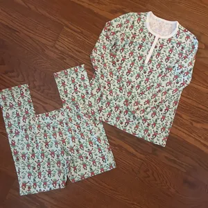 ROLLER RABBIT Women's Monkey Mas Pajamas Christmas Pajamas Size XS Matching Set thumbnail 16