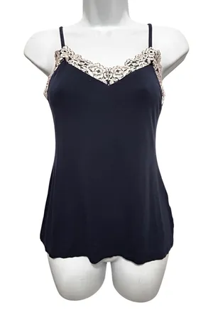 Intimissimi Women XS Fitted Lace Trim‎ Cami Y2K Navy Festival Coquette Elena thumbnail 1