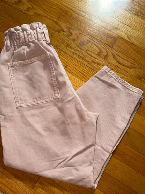 Zara Pale Pink Drawstring Paperbag Waist Chinos thumbnail 10