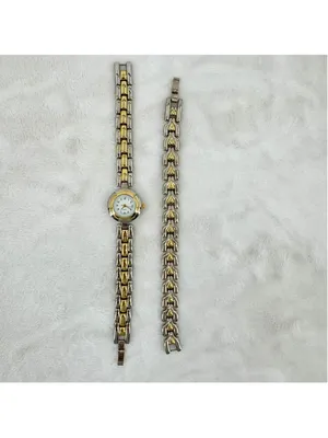 Vintage 2 Tone Watch & Bracelet Set Gold Silver Tone thumbnail 2