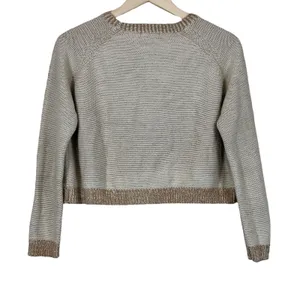 BDG Cable Knit Diamond Pattern Cropped Sweater Tan Cream Boho Cozy Size S thumbnail 5