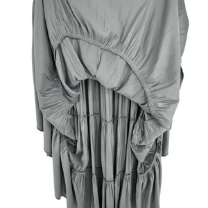 Tahari Tiered Maxi Skirt Metallic Silver Elastic Waist Y3K‎ Boho Chic Clean Girl thumbnail 4