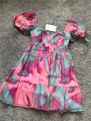 Amanda Uprichard Pink & Teal Marble Mini Dress thumbnail 2