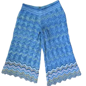 Urban Outfitters Ecote Boho Wide Leg Chevron Crop Knit Pants Blue Size X-Small thumbnail 2