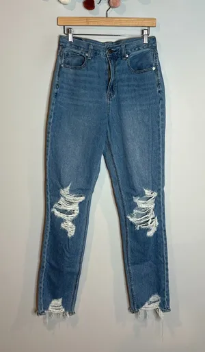 American Eagle distressed ripped knee Mom Jeans thumbnail 1