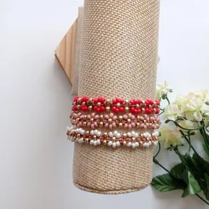 Bracelet Flower Hand Made Adjustable Red thumbnail 5