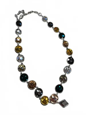 Multicolor Crystal Statement Necklace Silver thumbnail 2