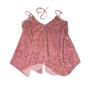 Hummingbird Cami Top Y2K Pink Crushed Velvet Halter Choker Strap Whimsigoth S thumbnail 3