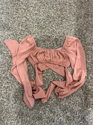 Nordstrom long sleeve satin crop top thumbnail 4