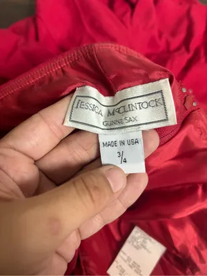 Vintage Gunne Sax Jessica McClintock Red Dress Made USA Size 3/4 Y2K **FLAWS** thumbnail 3