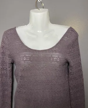 American Eagle Outfitters Sweater Womens Small Purple Open Knit Long Sleeve thumbnail 1