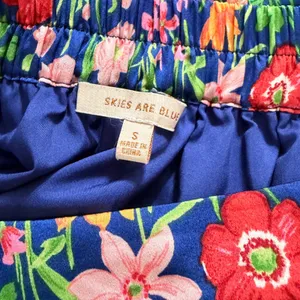 Skies Are Blue Maxi Skirt Small Blue Floral Tiered Ruffle Boho thumbnail 6